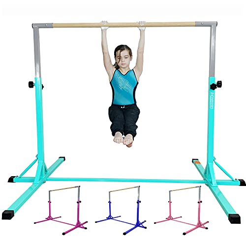 FC FUNCHEER Expandable Gymnastics kip bar,Adjustable from 3′ to 5′,Junior Training bar with Fiberglass bar,Side Extension Added for addtional stablity