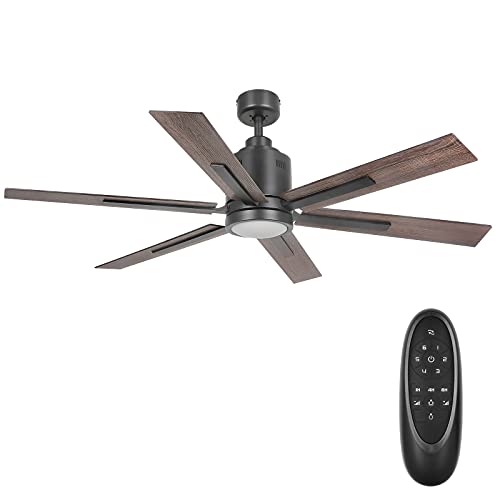 hykolity 60 Inch DC Motor Farmhouse Ceiling Fan with Lights Remote Control, Reversible Motor and Blades, ETL Listed Industrial Indoor Ceiling Fans for Kitchen, Bedroom, Living Room, Basement, Bronze