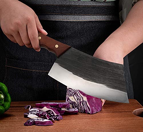 Kitory Butcher Knife -7” Handmade Meat Cleaver Knife High Carbon Steel Full Tang Blade, Ergonomic Pear Wood Handle, Forged Cleaver Knife for Home Kitchen or Restaurant | The Storepaperoomates Retail Market - Fast Affordable Shopping