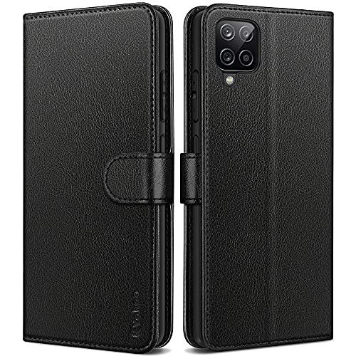Vakoo Samsung Galaxy A12 Wallet Case, 6.5-Inch, Premium PU-Leather Flip Case Phone Cover with Card Holder and Kickstand, Black