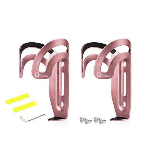 Tiekoun Bike Water Bottle Cage Holder, 2 Pack Adjustable Size Lightweight and Strong Bicycle Bottle Holder Pink (cage005)