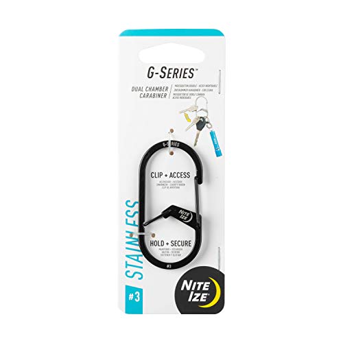 Nite Ize GS3-01-R6 G-Series Dual Chamber Carabiner, Size #3 1-Pack, Black