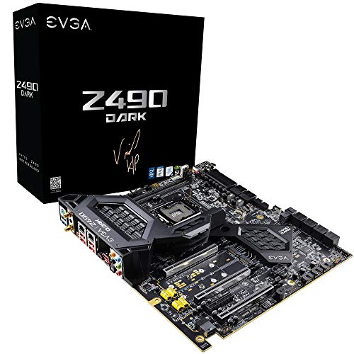 EVGA Z490 Dark K|NGP|N Edition, 131-CL-E499-KP, LGA 1200, Intel Z490, SATA 6Gb/s, 2.5Gbps LAN, WiFi/BT, USB 3.2 Gen2, M.2, U.2, EATX, Intel Motherboard