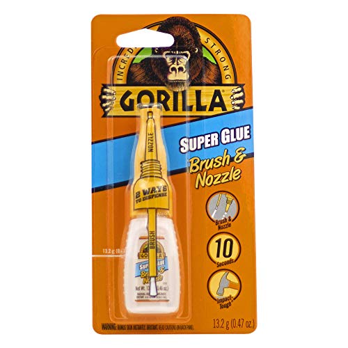 Gorilla Super Glue with Brush & Nozzle Applicator, 13.2 Gram, Clear, (Pack of 1)