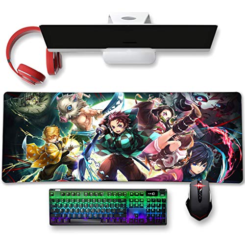 Large Mouse Pad for Demon Slayer – Non Slip Rubber Base Gaming Anime Mouse Pad for Computer | Kimetsu No Yaiba 11.8 X 31.5in Home Office Long Mouse Mat