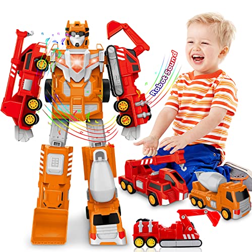 Kids Toys Car Transform Toy: Toys for 5 Year Old Boys | Robot Toys for 3 4 5 6 7 Year Old Boys Girls | 5 in 1 STEM Building Toys for Kids Age 4-8 | Construction Trucks Toddler Toys Birthday Boy Gifts