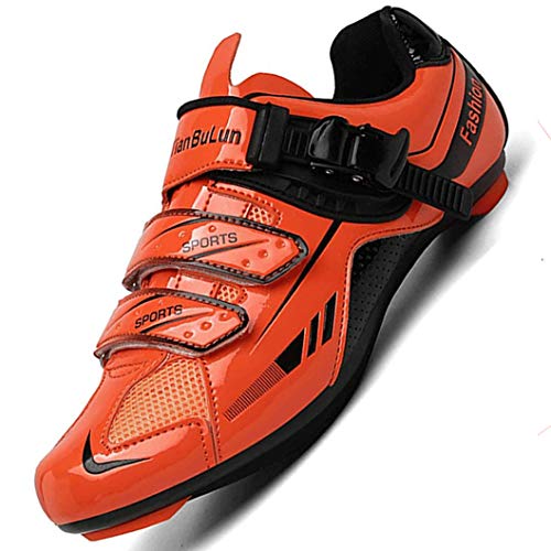 Men’s Road Bike Cycling Shoes Spin Shoes with Compatible Cleat Peloton Shoe with SPD and Delta for Man Spinning Shoes Orange 47