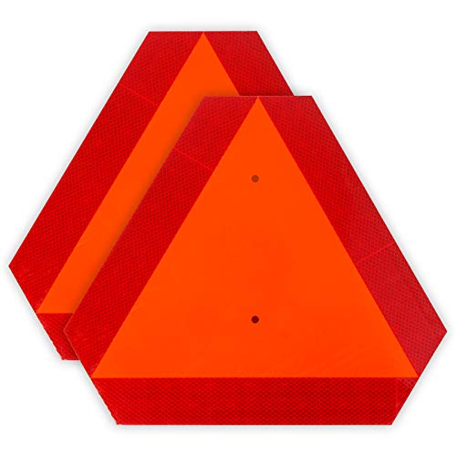 2-Pack Slow Moving Vehicle Triangle Safety Sign,14″x16″ Plastic, Highly Visible, Engineering Grade Reflective for Golf Cart