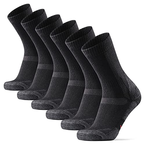 DANISH ENDURANCE Merino Wool Hiking Socks, Thermal, for Men, Women & Kids, 3 Pack (Black/Grey, US Women 11-13 // US Men 9.5-12.5)