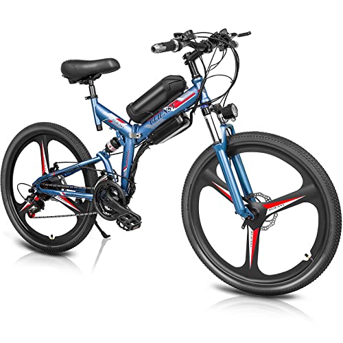 CLIENSY Electric Bike Electric Mountain Bike 26” Electric Bicycle, 25MPH Adults Ebike with Removable 10Ah Battery, 350W 36V 21 Speed Electric Bicycle for Adult Teen (Gray)