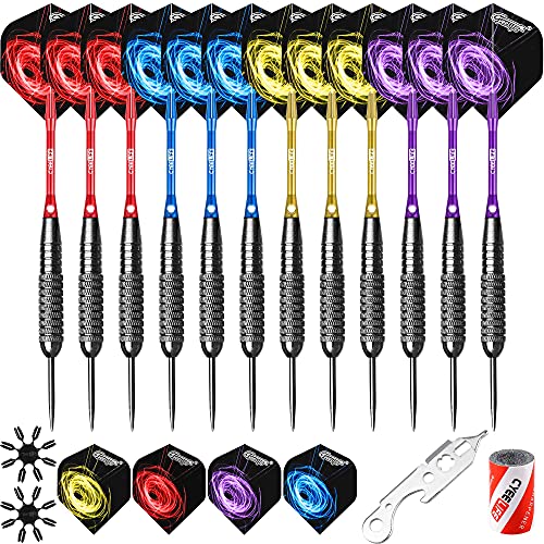 CyeeLife 22g Steel tip Darts with 4 Colors Aluminum shafts+Sharpener+Tool+16 Flights+16 Protectors,for 4 Beginners House Darts | The Storepaperoomates Retail Market - Fast Affordable Shopping