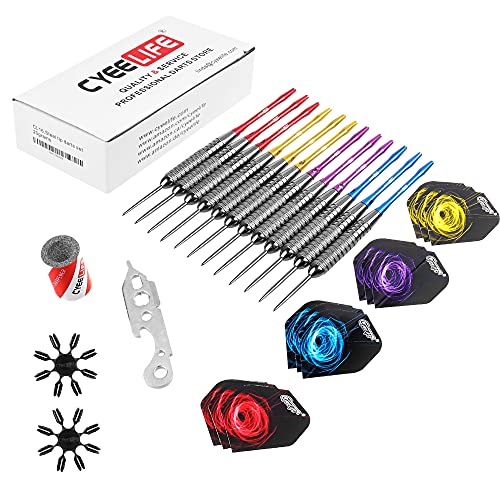 CyeeLife 22g Steel tip Darts with 4 Colors Aluminum shafts+Sharpener+Tool+16 Flights+16 Protectors,for 4 Beginners House Darts | The Storepaperoomates Retail Market - Fast Affordable Shopping