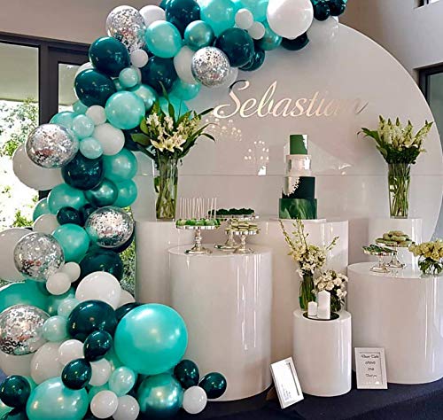 Oopat Tiffany and Dark Teal Balloon Garland Arch Kit for Thanksgiving Boys 1st Birthday Christening Baby Shower Bridal Shower Birthday Wedding Balloon Wall Party Backdrop Decoration