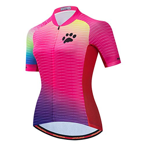 JPOJPO Women’s Cycling Jersey Short Sleeve Bike Clothing Shirt with 3 Pockets Breathable Reflective Tops
