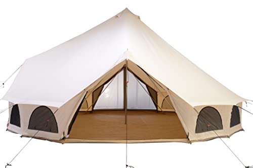 WHITEDUCK Avalon Canvas Bell Tent – Luxury All Season Tent for Camping & Glamping Made from Premium & Breathable 100% Cotton Canvas w/Stove Jack, Mesh (7M (23′), Water Repellent)