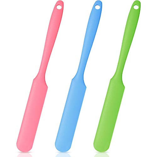 Mudder 3 Pieces Non-stick Wax Spatulas Silicone Spatula Waxing Applicator Hair Removal Sticks Applicator Spatula Reusable Scraper Hard Wax Sticks for Home Salon Body Use (Pink, Blue, Green)