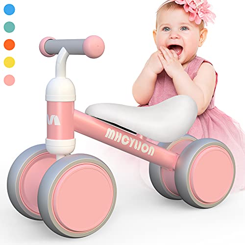 MHCYLION 1 Year Old Girl Gifts for 10-24 Months, Best First Birthday Gift Baby Balance Bike,Kids Toy Toddler Children Walker No Pedal Infant 4 Wheels Bicycle