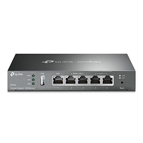 TP-Link ER605 V2 Wired Gigabit VPN Router | Up to 3 WAN Ethernet Ports + 1 USB WAN | SPI Firewall SMB Router | Omada SDN Integrated | Load Balance | Lightning Protection | Limited Lifetime Protection