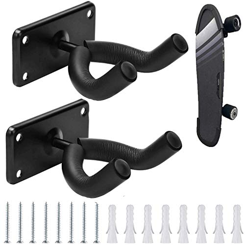 2 Pack Skateboard Wall Hanger Vertical Gun Hanger and Rifle Storage Display Rack Securely Holds up Wall Mount for Guitar, Skateboard, Longboard, Skis, Snowboards, Shotguns, Airsoft,Compound Bow