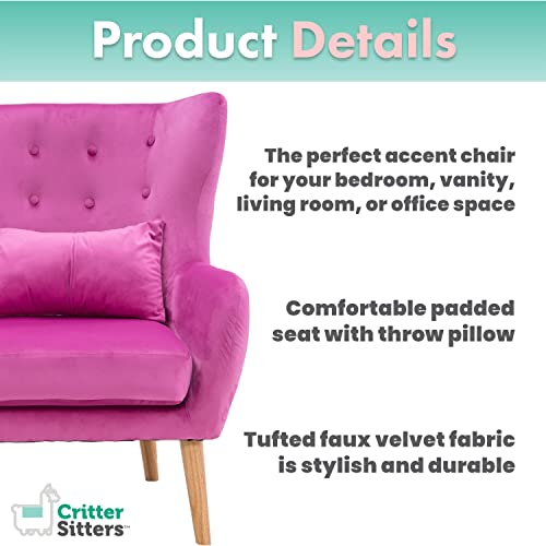 CRITTER SITTERS Teen Chair Wingback Accent Chair with Lumbar Pillow, Faux Velvet with Wooden Legs | The Storepaperoomates Retail Market - Fast Affordable Shopping