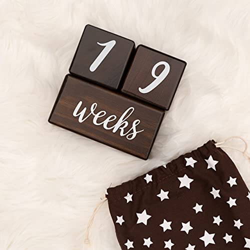 Natural Baby Milestone Blocks for Boy or Girl – Dark Brown Pine Wood with Weeks Months Years Grade – Milestones Age Block Set + Bag, Newborn Weekly Monthly First Year Picture Props, Baby Gift | The Storepaperoomates Retail Market - Fast Affordable Shopping