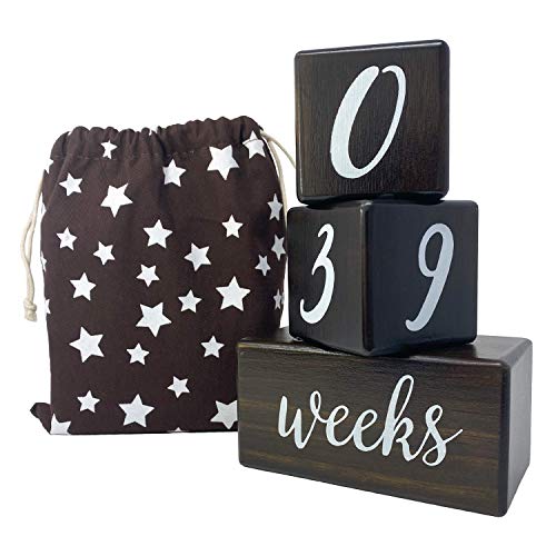 Natural Baby Milestone Blocks for Boy or Girl – Dark Brown Pine Wood with Weeks Months Years Grade – Milestones Age Block Set + Bag, Newborn Weekly Monthly First Year Picture Props, Baby Gift | The Storepaperoomates Retail Market - Fast Affordable Shopping
