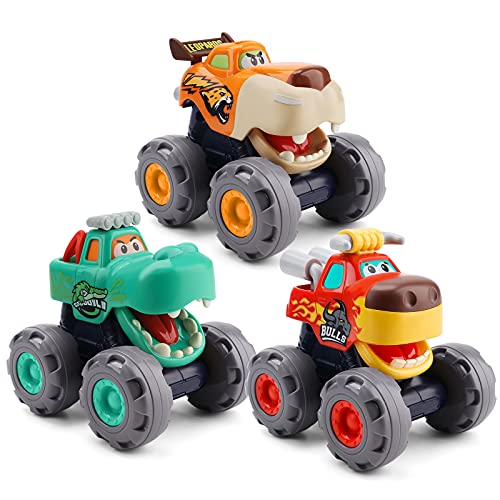 nicknack Baby Monster Trucks Toy for 1 2 3 Year Olds – Pull Back Cars Push and Go Friction Powered Toy Cars for Boys Trucks for Toddler Car Toy Vehicles