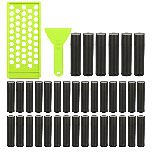 RONRONS Professional Lipsticks Filling Tray Kits, Including 1 Pieces Lip Balms Filling Tray 1 Pieces Spatula and 50 Pieces Empty Lip Balm Tubes with Caps DIY Lipstick Gifts for Women Grils Business