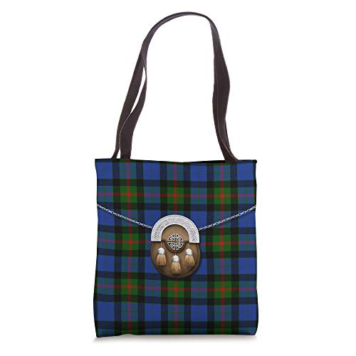 Scottish Clan Gunn Tartan Plaid With Sporran Tote Bag