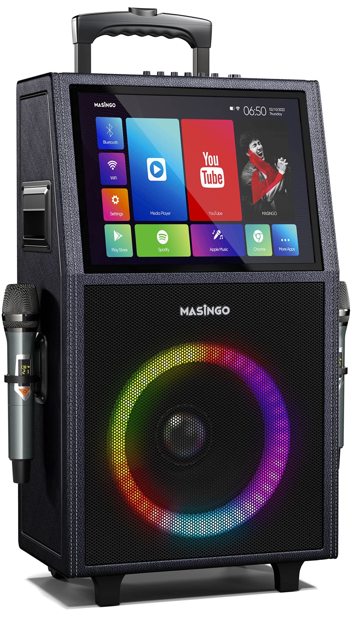 MASINGO 2023 Professional Karaoke Machine with Lyrics Display Screen + 2 Wireless Microphones – Bluetooth Portable PA Speaker System with Built-in 15″ Tablet & WiFi – Best Gift for Adults and Kids | The Storepaperoomates Retail Market - Fast Affordable Shopping