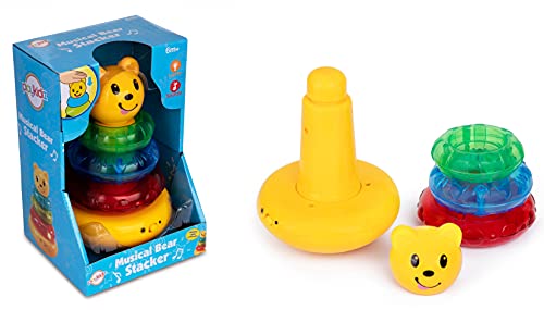 Playkidz Musical Bear Ring Stacker, Stacking Rings Toy with Lights and Sounds for Toddlers – Sensory and Educational Toy for Girls and Boys, Great Birthday Gift