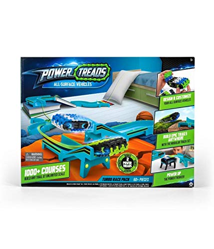 WowWee Toys Power Treads All Surface Vehicles Turbo Race Pack – 60+ Pieces – 2 Bonus Power Treads – 1000 + Courses – Design and Customize – Comes with Glow in The Dark Stickers