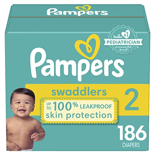 Diapers Size 2, 186 Count – Pampers Swaddlers Disposable Baby Diapers (Packaging & Prints May Vary)