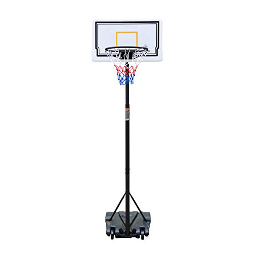 HooKung Portable Junior Basketball Hoop Stand Free Standing with 28″ Backboard Height Adjustable Up to 7′ for Teens