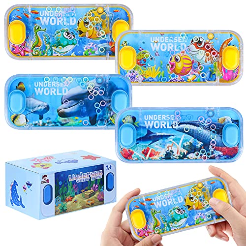 SevenQ Handheld Water Games, 4 Packs Ocean Theme Water Toss Ring Game Aqua Toy Water Ring Game for Kids