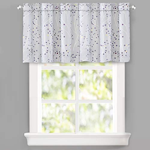 DriftAway Harper Ink Floral Pattern Window Treatment Valance Curtain Living Room Bedroom Dining Room Rod Pocket 50 Inch by 24 Inch Plus 2 Inch Header Watercolor Painting Lavender Gray | The Storepaperoomates Retail Market - Fast Affordable Shopping