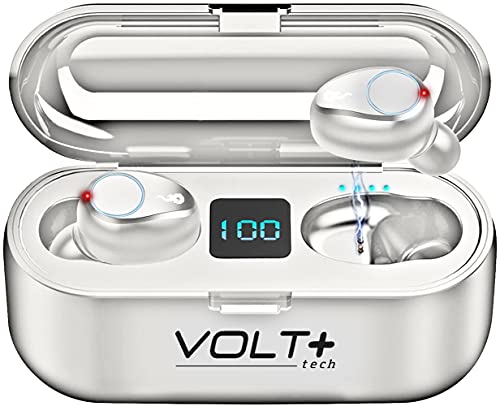 VOLT PLUS TECH Wireless V5.3 Bluetooth Earbuds for Samsung Galaxy S20/FE/Ultra/S20+/5G/Fan Edition/Plus with LED Display, Mic and 8D Bass, F9 TWS and IPX7 Waterproof/Sweatproof with 2000mAh PowerBank