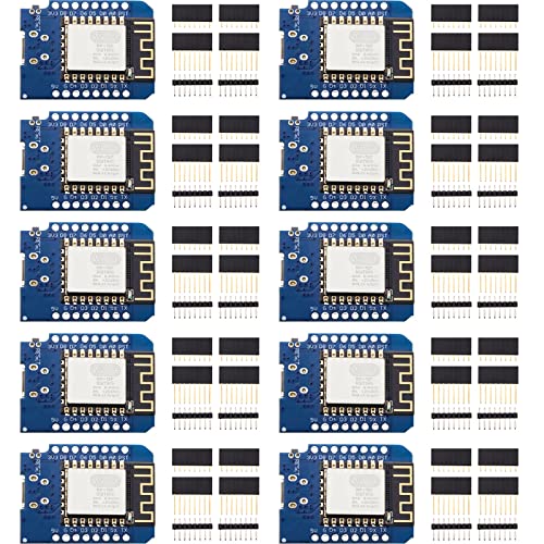 Weewooday 10 Pieces Development Board NodeMcu Mini Wireless D1 Module Compatible with ESP8266 ESP-12F 4M Bytes WLAN WiFi Internet Development Board Compatible with Arduino
