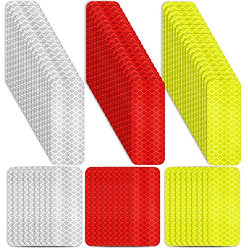 Zonon Warning Reflective Stickers Safety Reflective Stickers Night Visibility Adhesive Stickers Waterproof Reflective Tape Stickers for Vehicle Motorcycle Bicycle, 1.18 x 3.25 Inch (24 Pieces)