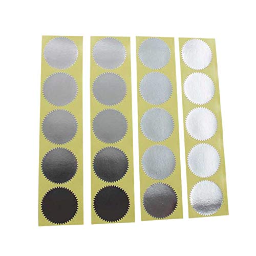 100pcs 1 3/4″ Self-Adhesive Gold Embossed Foil Blank Certificate Sealing Stickers – Perfect for Invitations, Notary Seals, Corporate Seals, Personalized Monogram Emboss (Silver)