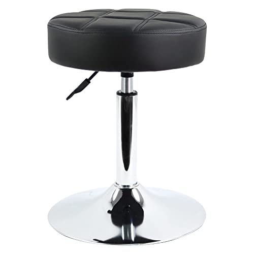 FURWOO Stool Round Thick Padded Cushion Leather Shop Stool Height Adjustable Stool Counter Stool Swivel Desk Stool Chair for Office Home Bar Stool Salon Stool(Black)
