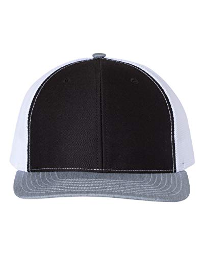 RICHARDSON Snapback Trucker Cap, Adjustable, Black/White/Heather Grey