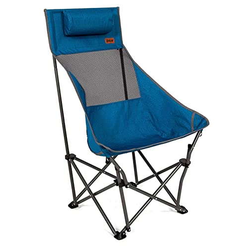 MacSports XP High Back Collapsible and Portable Compact Camping Chair with Lumbar Support Steel Frame and Polyester Fabric, Blue