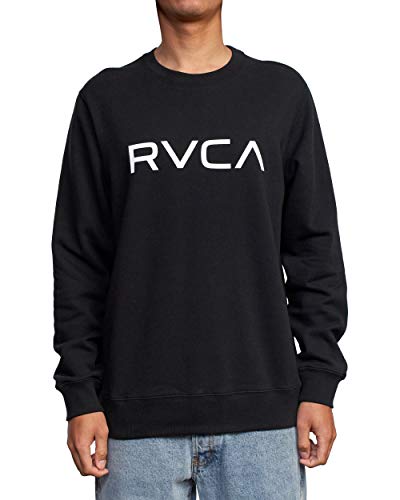 RVCA Men’s Graphic Fleece Crew Pullover Sweatshirt, Big Black, Large