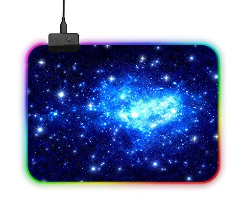 Mouse Pad RGB, LED Lighting Effects Gaming Mice Pad Mat 14in x 10in Non-Slip Rubber Base（Star Version）