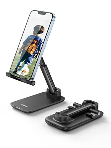 UGREEN Phone Stand Desk Foldable Holder Height Adjustable Cell Phone Cradle Dock Compatible with iPhone 14 Pro 14 Plus 13 Pro Max 12 11 SE XS XR 8 7Plus, Galaxy S22 S21, and All Phones Black