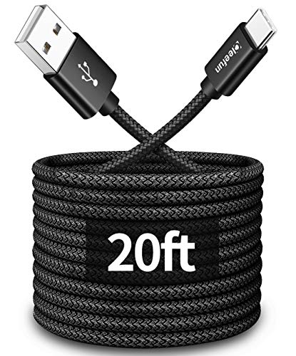 CLEEFUN 20ft (6m) Long USB Type C Cable, USB A 2.0 to USB C Cable Nylon Braided Charger Cord Compatible with Samsung Galaxy Note, L-G, Moto, Pixel, Switch & More USB C Smartphone, Tablet
