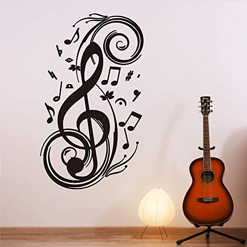 Music Wall Decals Large Clef Music Note-Vinyl Wall Art Decal Sticker Art, Removable Home and Studio Decor Second Generation (Black)