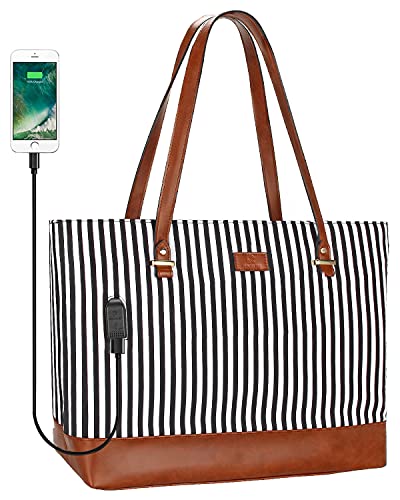 Laptop Tote Bag, Women Work Bag Purse USB Teacher Bag 15.6 Inch Laptop Bag Large Capacity Waterproof Business Handbag Shoulder Bag