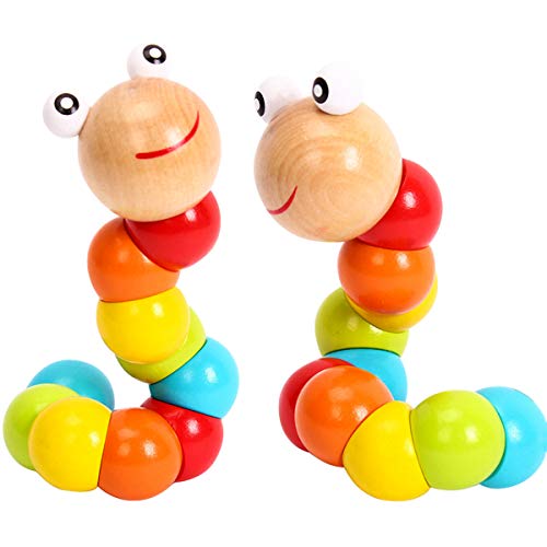 Figetget Baby Toys 6 to 12 Months, 12-18 Months, 3-6 Months Developmental, Tummy Time Toys Crawling Toys – Infant Toys – Caterpillar Twisting Baby Boy and Baby Girl Toys (2 Pack) (Rainbow)